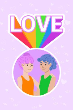 Gökkuşağı ve aşk mesajlarıyla kucaklaşan genç çift gurur ayını kutluyor