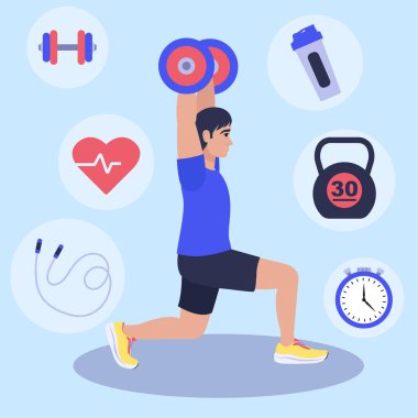 Spor yapan genç sporcu spor, sağlık ve vücut bakımına odaklanmış sağlıklı bir yaşam tarzını destekliyor.