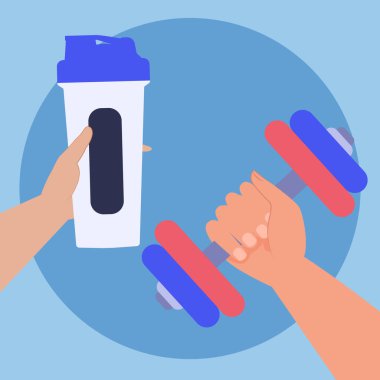 Spor salonunu ve sağlıklı yaşam tarzını el ele tutuşarak ve sallayarak desteklemek, egzersiz, sağlık ve vücut bakımını sembolize eder.