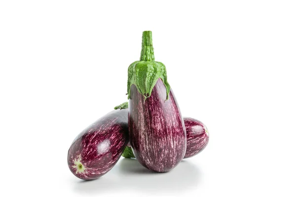 Ripe Graffiti Eggplants Isolated White Background Food Concept — Stock Photo, Image
