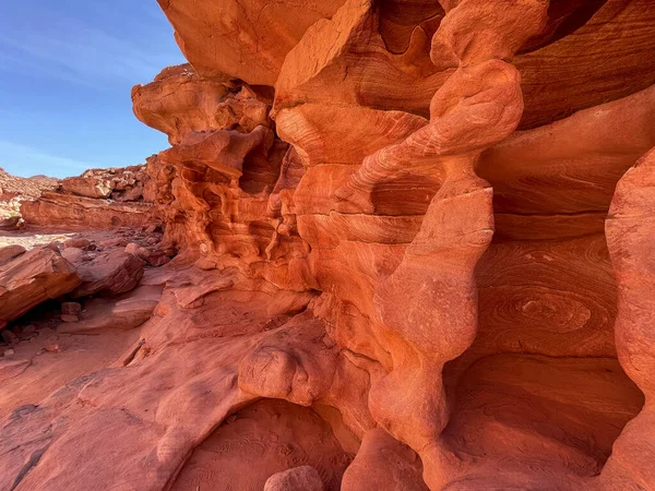 Canyon Coloré Salam Dans Péninsule Sinaï Belles Pierres Calcaires Courbes — Photo