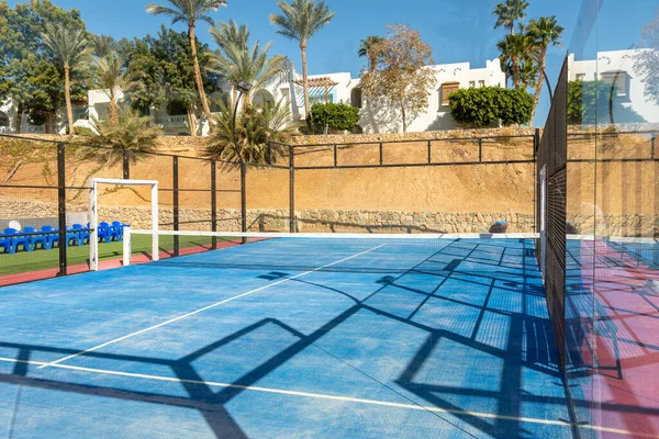 Tennis court in recreation area in Egypt hotel.