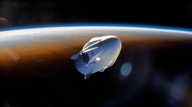 Alçak Dünya yörüngesinde kargo uzay aracı. Bu görüntünün elementleri NASA tarafından desteklenmektedir.