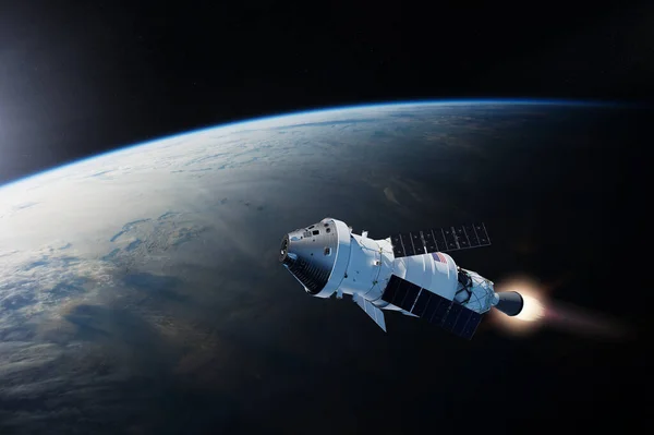 Statek Kosmiczny Orion Niskiej Orbicie Ziemi Program Kosmiczny Artemis Elementy — Zdjęcie stockowe