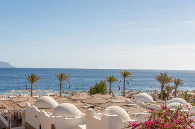 Sharm El Sheikh 'deki sahil manzarası. Mısır.