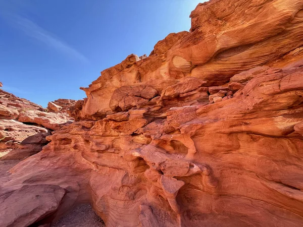 Gekleurde Canyon Met Rode Rotsen Egypte Woestijn Het Schiereiland Sinaï — Stockfoto