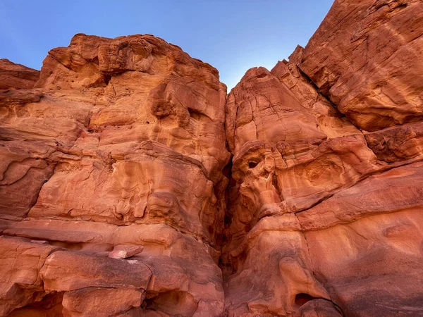 Canyon Coloré Salam Dans Péninsule Sinaï Belles Pierres Calcaires Courbes — Photo