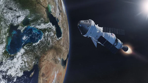 Statek Kosmiczny Orion Niskiej Orbicie Ziemi Program Kosmiczny Artemis Elementy — Zdjęcie stockowe