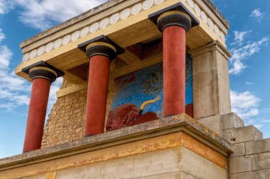 Yunanistan 'ın Girit adasındaki Knossos Sarayı harabeleri. Ünlü Minos Knossos Sarayı.
