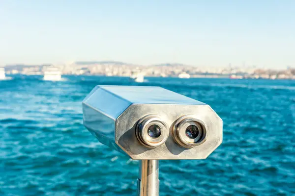 Coin operated binocular looking to the Bosphorus in Istanbul, Turkey.