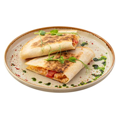 Gurme aperatif tavuklu Quesadilla.