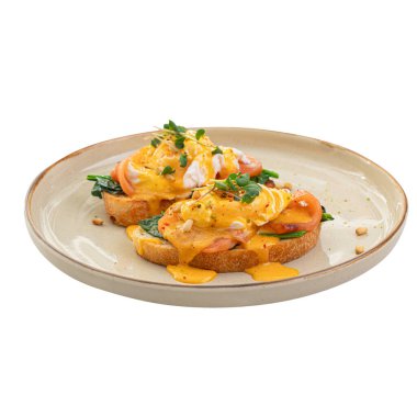 Somon ve otlu omlet ve kızarmış ekmek.