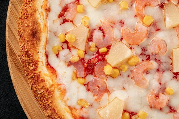 Porção Pizza Hawaii Fresca Com Abacaxi Presunto — Fotografia de Stock