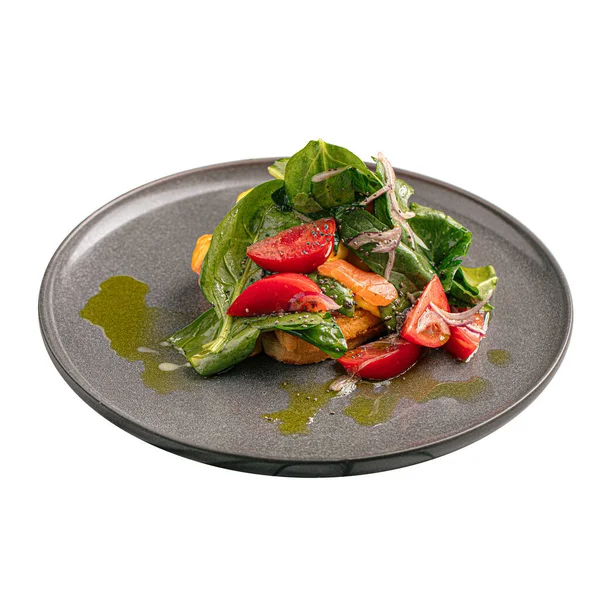 Isolierte Portion Frühstückstoast Mit Salat Und Lachs — Stockfoto