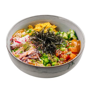 Sebzeli somon kabının ayrı bir bölümü.