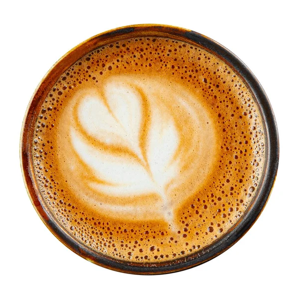 Cangkir Terisolasi Dari Kopi Panas Cappuccino Dengan Seni — Stok Foto