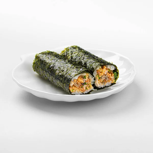Isolated Uncut Unagi Maki Sushi Rolls White Background — Stock Photo, Image
