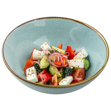 Tenha bir porsiyon taze sebze Yunan salatası.