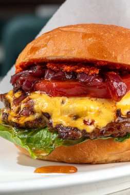 Aperatif Amerikan çizburgeri tabakta.