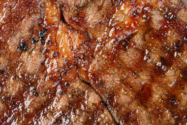 Izgara biftek dokusuna yakın çekim.