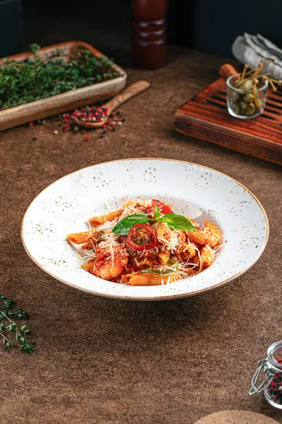 Meksika soslu karidesli makarna.