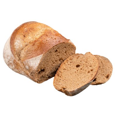 Beyaz arkaplanda izole edilmiş çavdar ekmeği ekmeği.