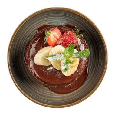 Muz dilimleri ve nane soslu çikolatalı gözleme.