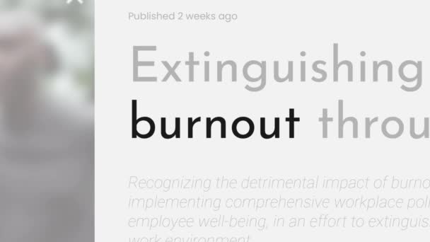 Videoanimation Des Begriffs Burnout Die Schlagzeilen Machte Die Titel Sind — Stockvideo
