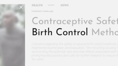 'Doğum Kontrolü' teriminin video animasyonu, sahte haber başlıklarında vurgulandı. Başlıklar beyaz arkaplanda ve bu yazı işleri ve yazı işleri içeriği için kullanılabilir..