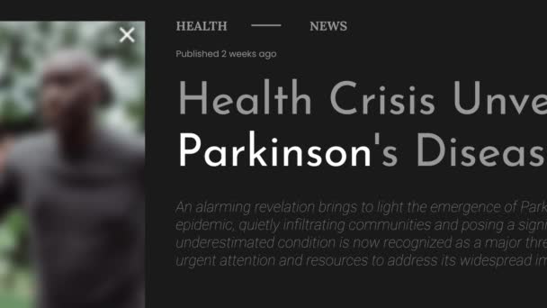 Animacja Wideo Terminu Parkinson Podkreślona Nagłówkach Gazet Fake Tytuły Czarnym — Wideo stockowe