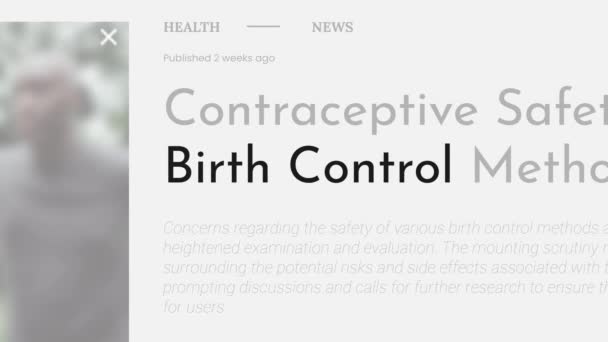 Video Animace Termínu Birth Control Zdůraznil Titulcích Fake Novinek Názvy — Stock video