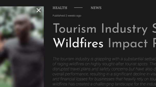 Videoanimace Termínu Wildfires Zdůrazněná Titulcích Fake Shrnuje Zpravodajské Publikace Názvy — Stock video