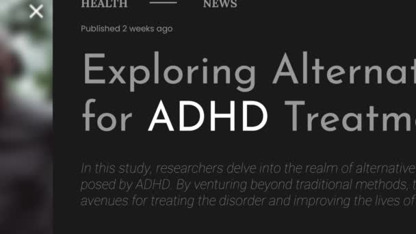 Video Animation Term Adhd Highlighted Fake Headlines News Publications Titles — Stock Video