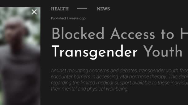 Videoanimation Des Begriffs Transgender Hervorgehoben Auf Fake Schlagzeilen Nachrichtenpublikationen Die — Stockvideo