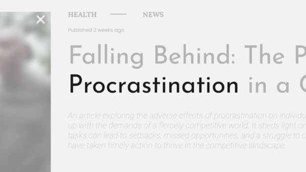 Video Animace Termínu Procrastination Zdůrazněna Titulcích Fake Názvy Jsou Bílém — Stock video