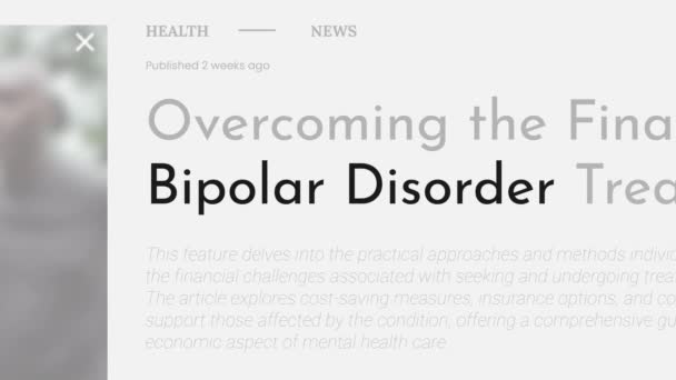 Animación Video Del Término Trastorno Bipolar Resaltado Los Titulares Las — Vídeo de stock