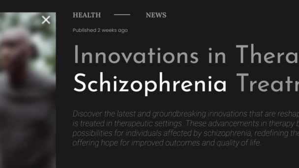Animação Vídeo Termo Esquizofrenia Destacada Nas Manchetes Das Publicações Notícias — Vídeo de Stock