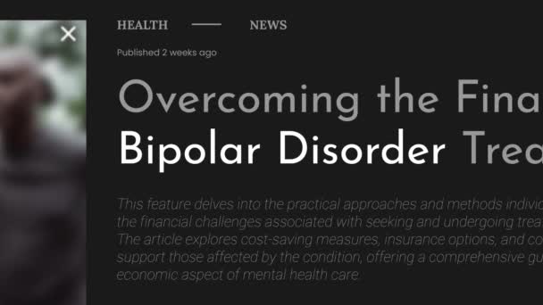 Videoanimation Des Begriffs Bipolare Störung Hervorgehoben Auf Fake Schlagzeilen Nachrichtenpublikationen — Stockvideo