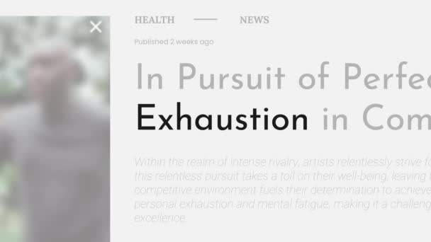 Exhaustion 一词的视频动画在Fake的头条新闻出版物中得到了突出强调 标题为白色背景 可用于编辑和非编辑内容 — 图库视频影像