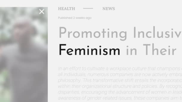 Βίντεο Animation Του Όρου Φεμινισμός Τονίζεται Στα Πρωτοσέλιδα Των Εφημερίδων — Αρχείο Βίντεο
