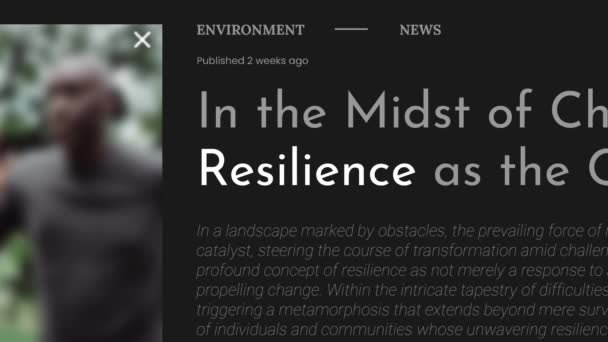 Term Resilience Highlighted Fake Headlines News Publications Titles Black Background — Video Stock