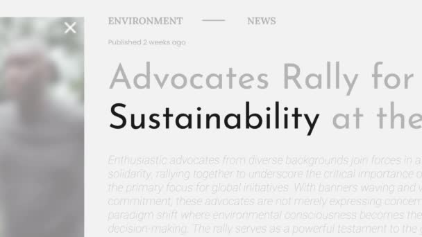 Term Sustainability Highlighted Fake Headlines News Publications Titles White Background — Video Stock