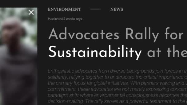 Term Sustainability Highlighted Fake Headlines News Publications Titles Black Background — Video Stock