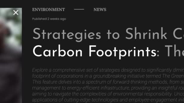 Termen Carbon Fotavtrykk Fremhevet Fake Overskrifter Nyhetspublikasjoner Titler Svart Bakgrunn – stockvideo