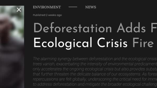 Term Ecological Crisis Highlighted Fake Headlines News Publications Titles Black — Stock Video