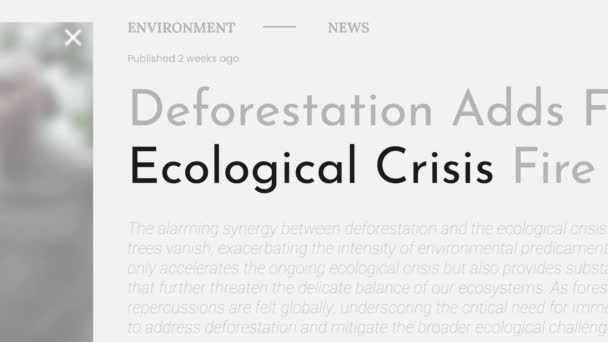 Termín Ekologická Krize Byl Zdůrazněn Titulcích Fake Tituly Bílém Pozadí — Stock video