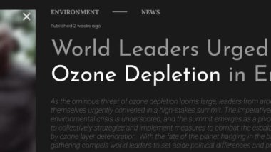 Sahte haber başlıklarında 'Ozone tükenmesi' terimi vurgulandı. Siyah arka planda başlıklar. Her şey% 100 sahte olduğu için editoryal ve editörsüz içerik için kullanılabilir