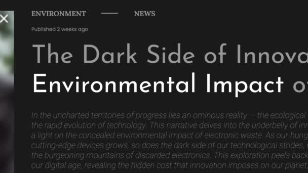 Termen Environmental Impact Belyses Fake Rubriker Nyhetspublikationer Titlar Svart Bakgrund — Stockvideo