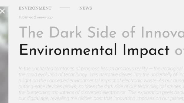 Termen Environmental Impact Belyses Fake Rubriker Nyhetspublikationer Titlar Vit Bakgrund — Stockvideo