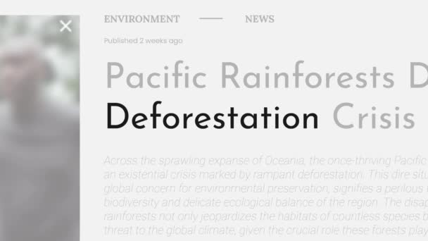 Term Deforestation Highlighted Fake Headlines News Publications Titles White Background — Stock Video